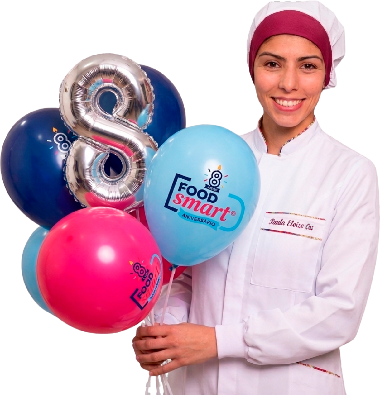 Paula com balões Food Smart